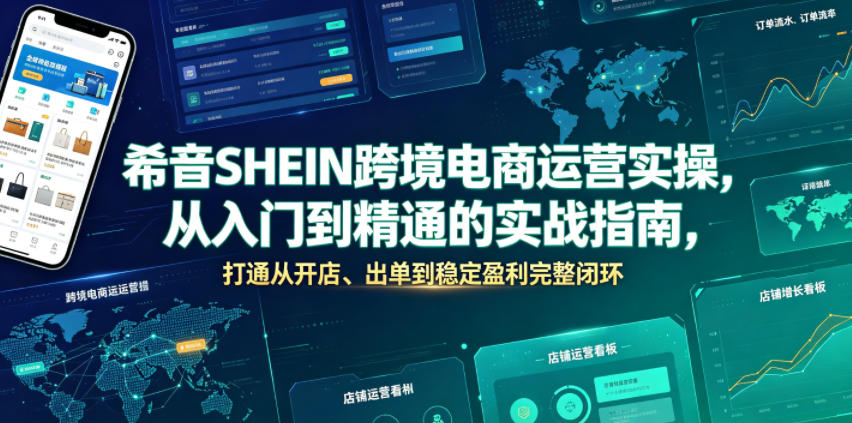 希音SHEIN跨境电商运营实操，从入门到精通的实战指南，打通从开店、出单到稳定盈利完整闭环-亿起创业网-副业兼职月入过万-自媒体、引流推广、网赚项目、短视频、技术教程等创业项目资源