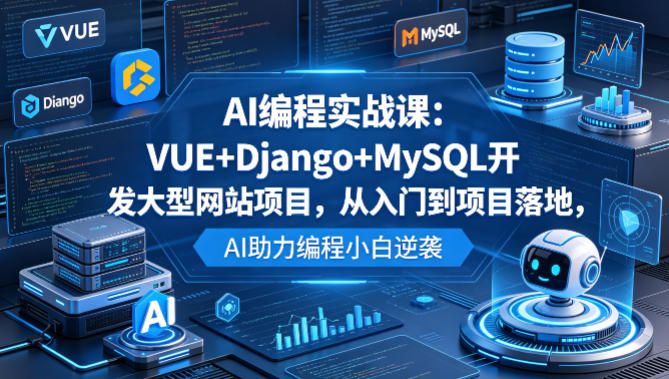 AI编程实战课：VUE+Django+MySQL开发大型网站项目，从入门到项目落地，AI助力编程小白逆袭-亿起创业网-副业兼职月入过万-自媒体、引流推广、网赚项目、短视频、技术教程等创业项目资源