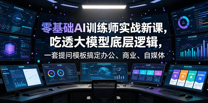 零基础AI训练师实战课，吃透大模型底层逻辑，一套提问模板搞定办公、商业、自媒体、设计、生活全场景AI落地应用-亿起创业网-副业兼职月入过万-自媒体、引流推广、网赚项目、短视频、技术教程等创业项目资源