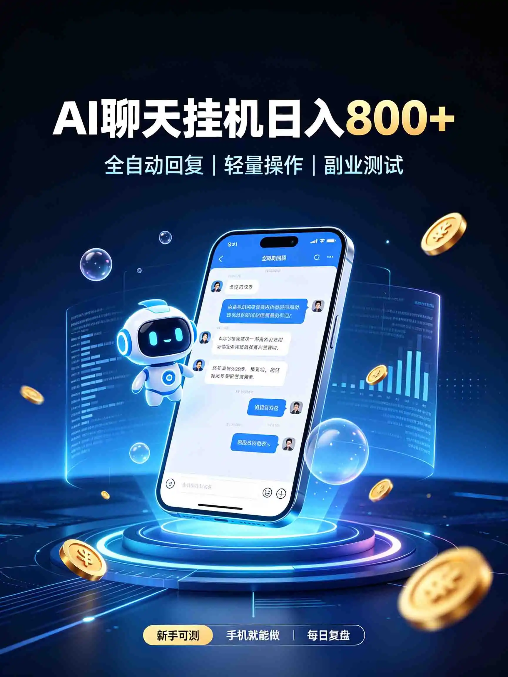 AI聊天挂机，日入800+，适用个人副业，工作室矩阵操作-亿起创业网-副业兼职月入过万-自媒体、引流推广、网赚项目、短视频、技术教程等创业项目资源