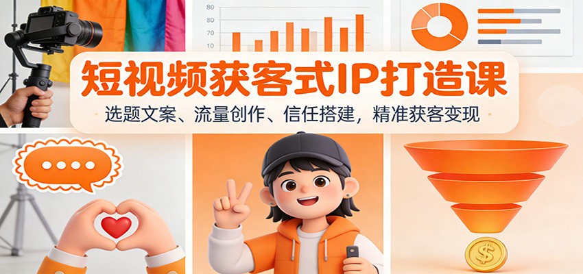 短视频获客式IP打造课：选题文案、流量创作、信任搭建，精准获客变现-亿佰盟网