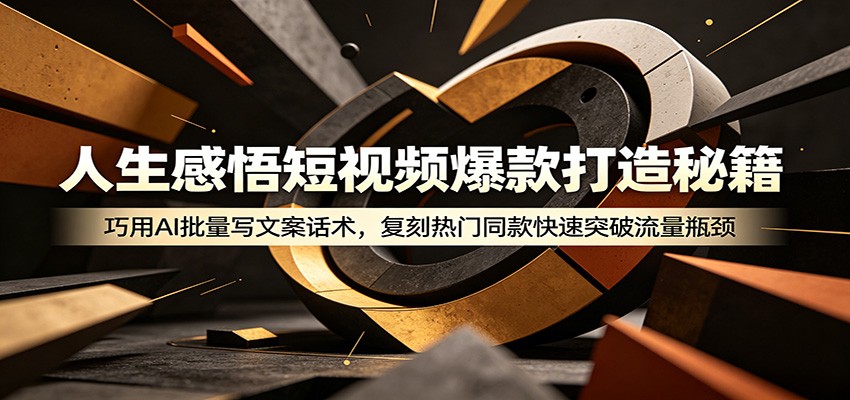 人生感悟短视频爆款打造秘籍：巧用A 批量写文案话术，复刻热门同款快速突破流量瓶颈-亿起创业网-副业兼职月入过万-自媒体、引流推广、网赚项目、短视频、技术教程等创业项目资源