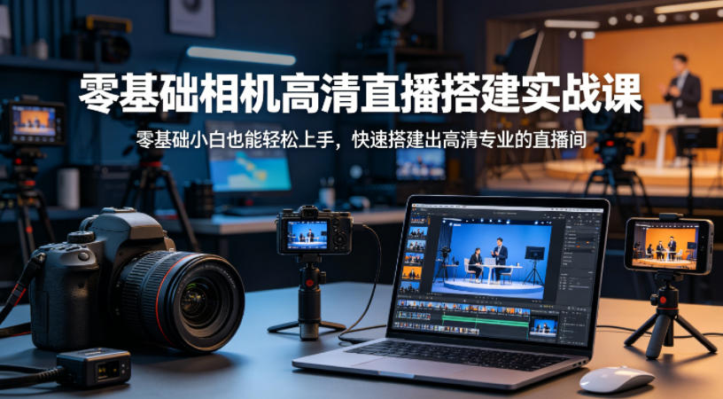 零基础相机高清直播间搭建实战课，小白也能轻松上手，快速搭建出高清专业的直播间-亿起创业网-副业兼职月入过万-自媒体、引流推广、网赚项目、短视频、技术教程等创业项目资源