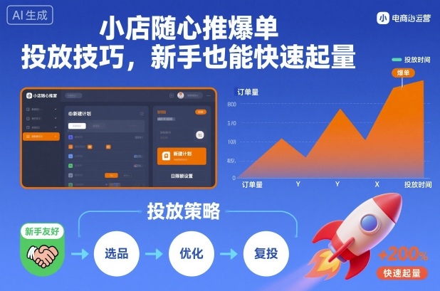 小店随心推爆单投放技巧，新手也能快速起量-亿佰盟网