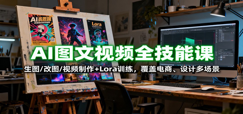 AI图文视频全技能课：生图/改图/视频制作+Lora训练，覆盖电商 、设计多场景-亿佰盟网