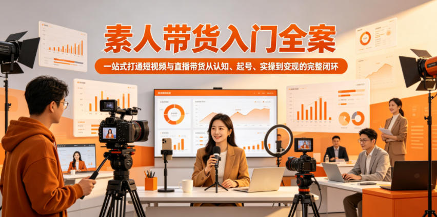 素人带货入门全案，一站式打通短视频与直播带货从认知、起号、实操到变现的完整闭环-亿起创业网-副业兼职月入过万-自媒体、引流推广、网赚项目、短视频、技术教程等创业项目资源
