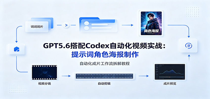 GPT5.6搭配Codex自动化视频实战：提示词角色海报制作，自动化成片工作流拆解教程-亿起创业网-副业兼职月入过万-自媒体、引流推广、网赚项目、短视频、技术教程等创业项目资源