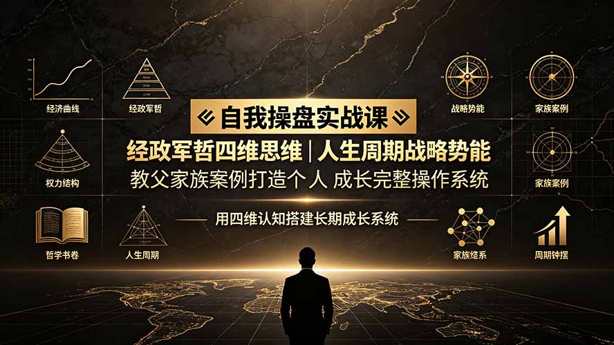 自我操盘实战课：经政军哲四维思维｜人生周期战略势能｜教父家族案例打造个人成长完整操作系统-亿起创业网-副业兼职月入过万-自媒体、引流推广、网赚项目、短视频、技术教程等创业项目资源