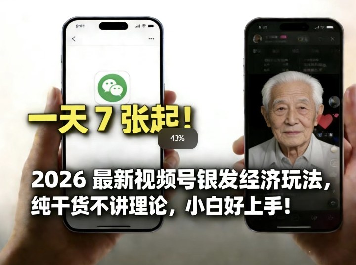 2026最新视频号银发经济玩法，轻松每天7张起，小白也可做-亿佰盟网