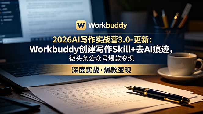 2026AI写作实战营3.0-更新：Workbuddy创建写作Skill+去AI痕迹，微头条公众号爆款变现-亿起创业网-副业兼职月入过万-自媒体、引流推广、网赚项目、短视频、技术教程等创业项目资源