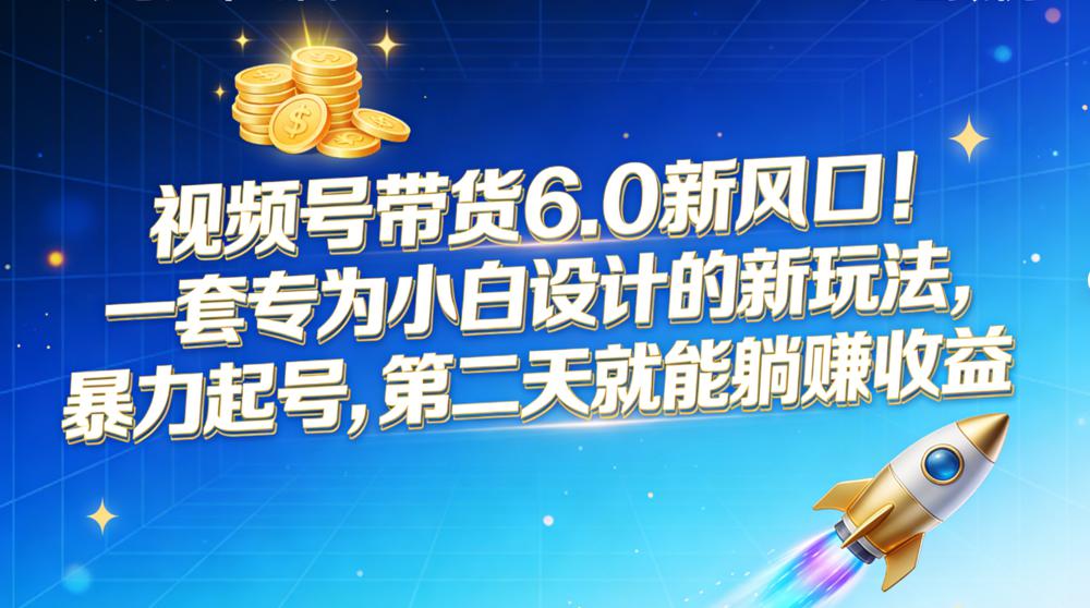 视频号带货 6.0 新风口！一套专为小白设计的新玩法，暴力起号，第二天就能躺赚收益-亿佰盟网