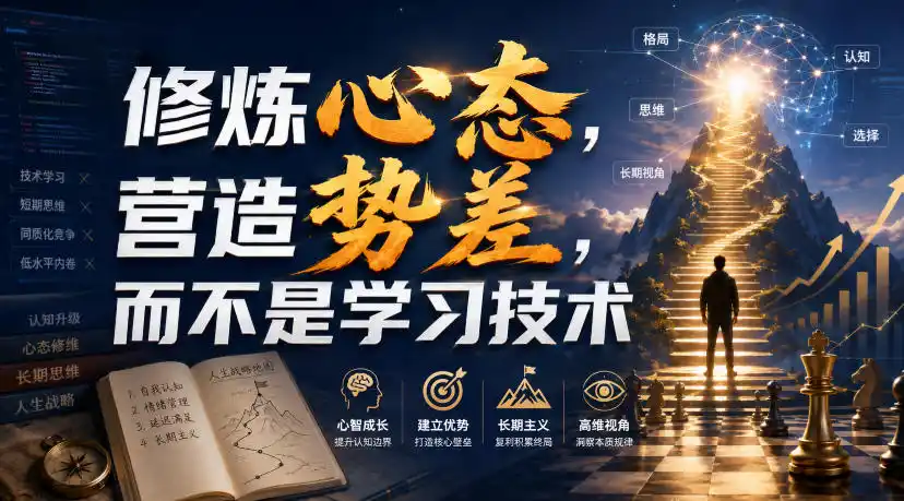 付费文章：修炼心态，营造势差，而不是学习技术-亿起创业网-副业兼职月入过万-自媒体、引流推广、网赚项目、短视频、技术教程等创业项目资源