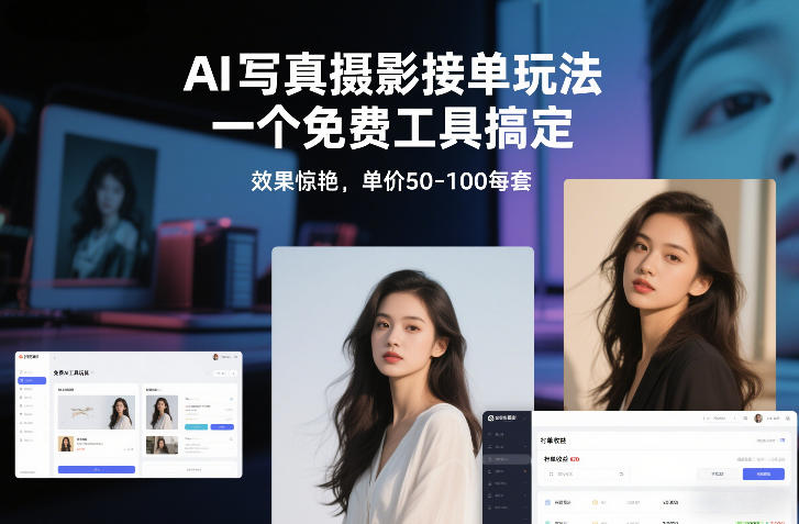 AI写真摄影接单玩法，一个免费工具搞定，效果惊艳，单价50-100每套-亿佰盟网