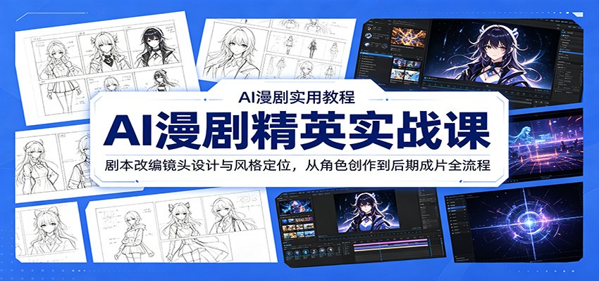 AI漫剧精英实战课：剧本改编镜头设计与风格定位，从角色创作到后期成片全流程-亿起创业网-副业兼职月入过万-自媒体、引流推广、网赚项目、短视频、技术教程等创业项目资源