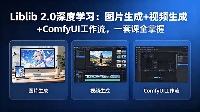 Liblib 2.0深度学习：图片生成+视频生成+ComfyUI工作流，一套课全掌握-亿起创业网-副业兼职月入过万-自媒体、引流推广、网赚项目、短视频、技术教程等创业项目资源