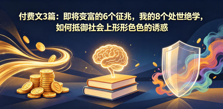 付费文3篇：即将变富的6个征兆，我的8个处世绝学，如何抵御社会上形形色色的诱惑-亿起创业网-副业兼职月入过万-自媒体、引流推广、网赚项目、短视频、技术教程等创业项目资源