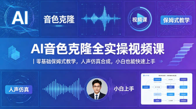 AI音色克隆全实操视频课｜零基础保姆式教学，人声仿真合成，小白也能快速上手-亿起创业网-副业兼职月入过万-自媒体、引流推广、网赚项目、短视频、技术教程等创业项目资源