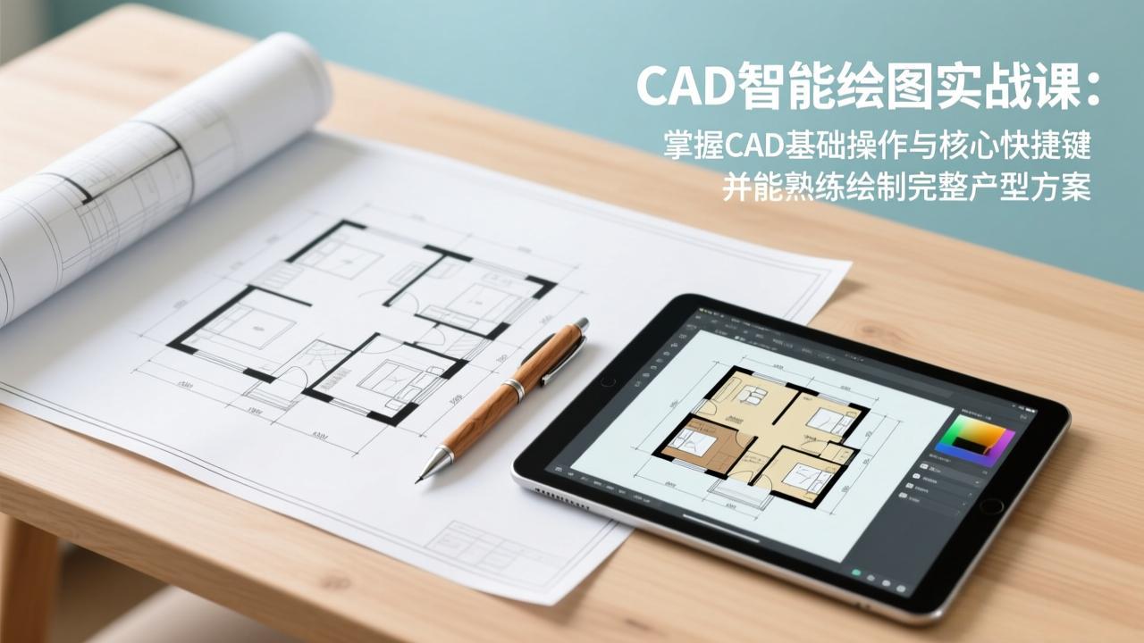 CAD智能绘图实战课：掌握CAD基础操作与核心快捷键，并能熟练绘制完整户型方案-亿佰盟网