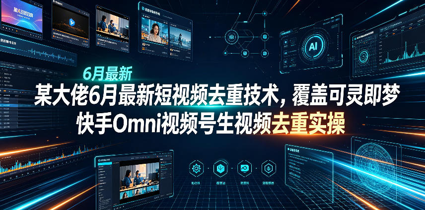 某大佬6月最新短视频去重技术，覆盖可灵即梦快手Omni视频号生视频去重实操-亿起创业网-副业兼职月入过万-自媒体、引流推广、网赚项目、短视频、技术教程等创业项目资源