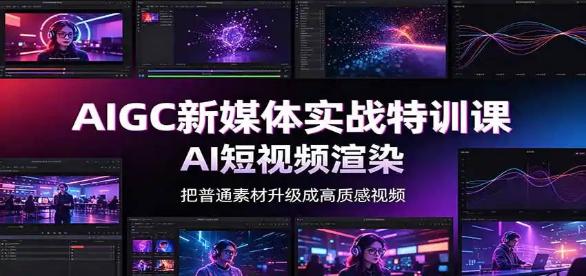 AIGC新媒体实战特训课：工具入门实操，AI短视频渲染，数字人商业视频制作-亿起创业网-副业兼职月入过万-自媒体、引流推广、网赚项目、短视频、技术教程等创业项目资源