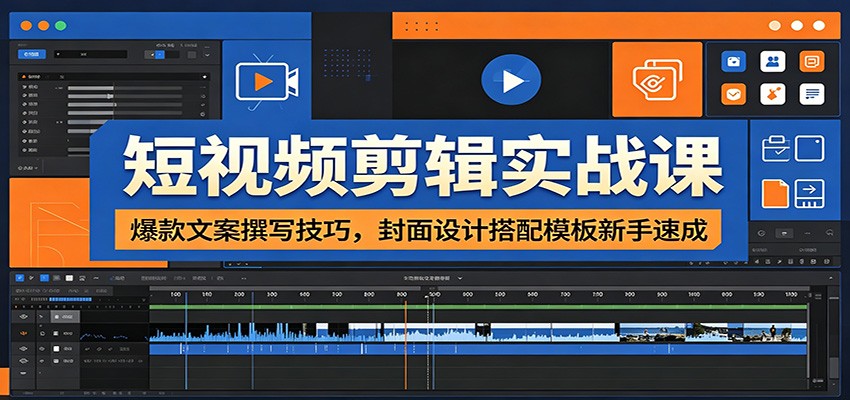 短视频剪辑实战课：爆款文案撰写技巧，封面设计搭配模板新手速成-亿起创业网-副业兼职月入过万-自媒体、引流推广、网赚项目、短视频、技术教程等创业项目资源