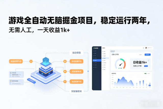 游戏全自动无脑掘金项目，稳定运行两年，无需人工，一天收益1k+【揭秘】-亿佰盟网