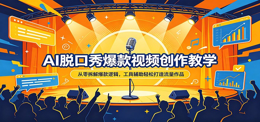 AI脱口秀爆款视频创作教学：从零拆解爆款逻辑，工具辅助轻松打造流量作品-亿起创业网-副业兼职月入过万-自媒体、引流推广、网赚项目、短视频、技术教程等创业项目资源