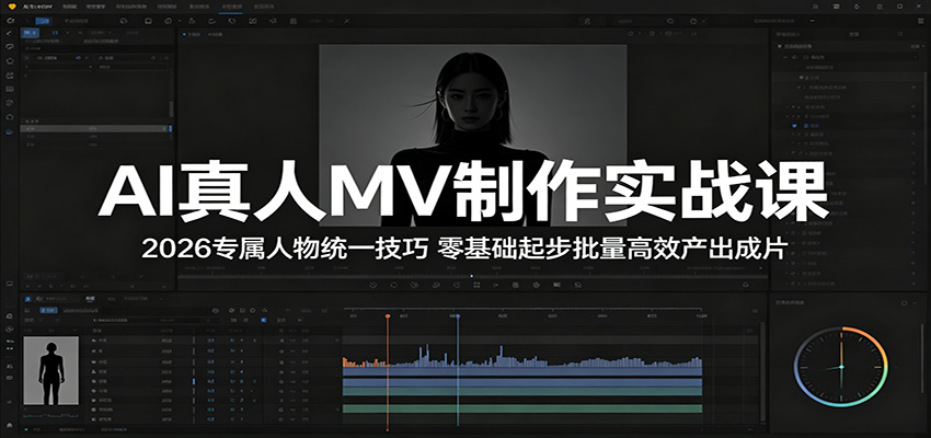 AI真人MV制作实战课：2026专属人物统一技巧，零基础起步批量高效产出成片-亿起创业网-副业兼职月入过万-自媒体、引流推广、网赚项目、短视频、技术教程等创业项目资源