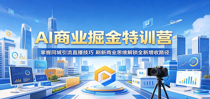 AI商业掘金特训营：掌握同城引流直播技巧，刷新商业思维解锁全新增收路径-亿起创业网-副业兼职月入过万-自媒体、引流推广、网赚项目、短视频、技术教程等创业项目资源